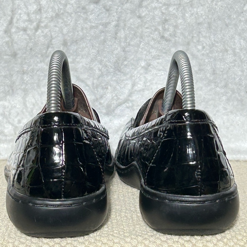 Clarks Womens Black Patent Crocodile Ashland Jam Slip On Loafer Shoes SZ 7M - Picture 4 of 11